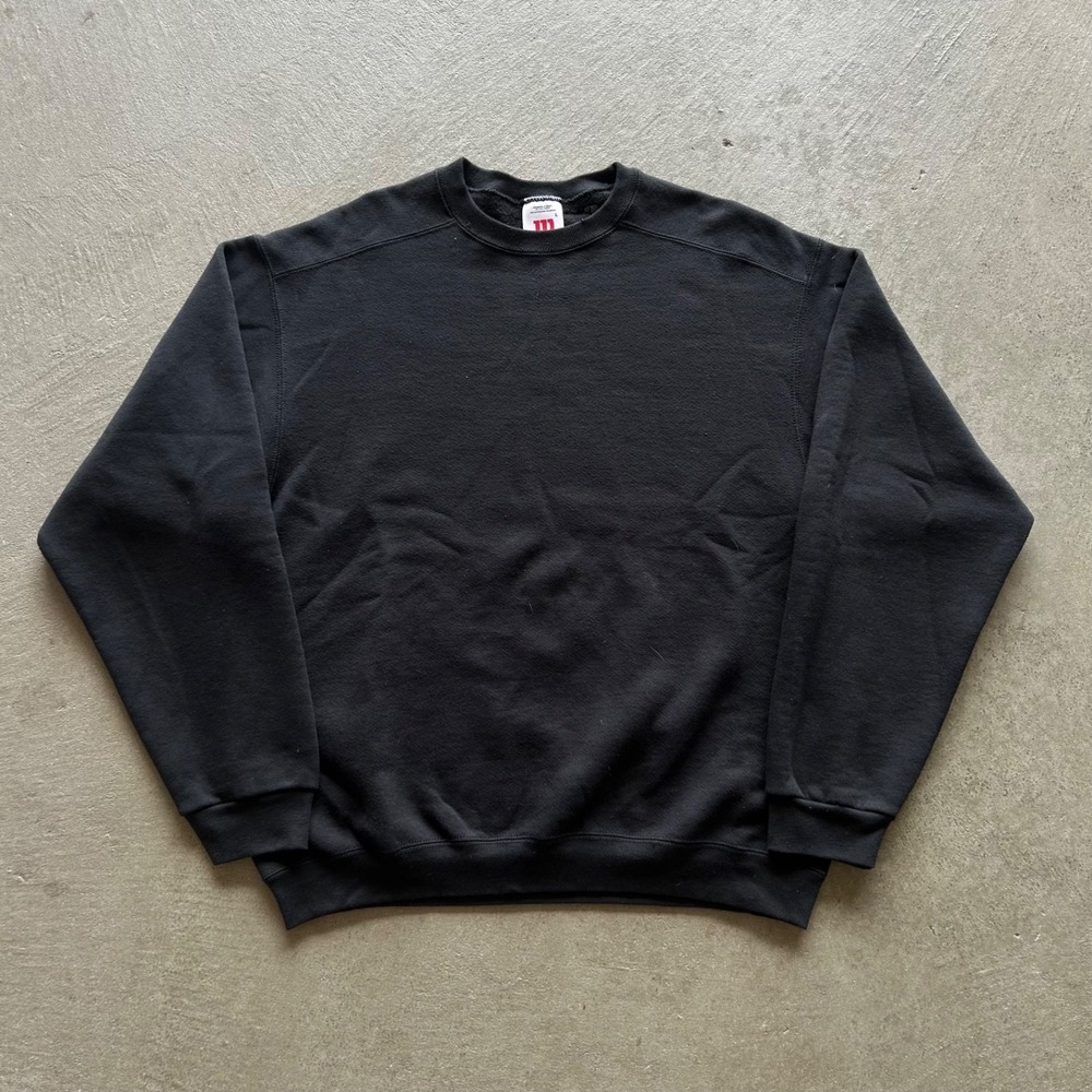 Vintage 90s Wilson Blank Sweatshirt Size Large Black Plain Crewneck Pullover